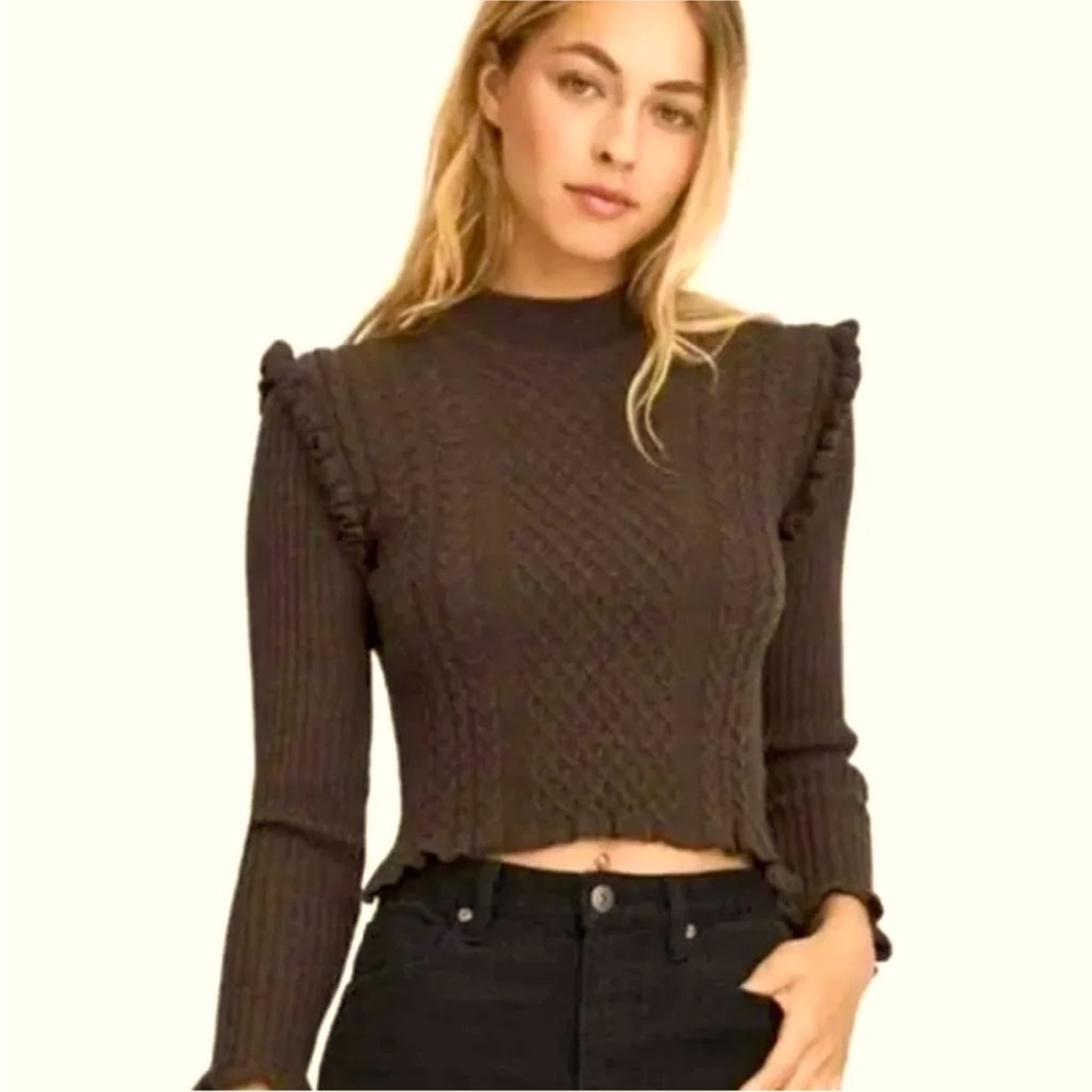 Something Navy Merino Wool Cropped Sara Sweater | Medium